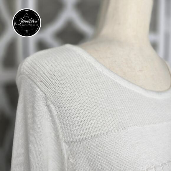 Croft and Barrow White Scoop Neck 3/4 Sleeve Sweater Size Large - Picture 4 of 10
